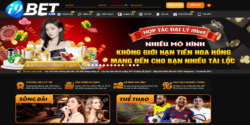 Hệ thống I9BET hiện đại với giao diện sắc nét, bắt mắt